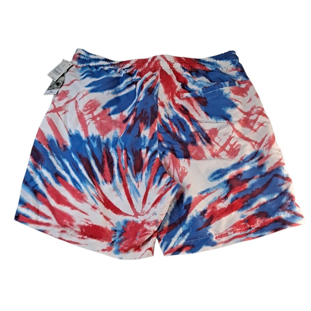 NASA Aldrin Family Foundation Men's M Tie Dye Swim Trunks Red/White/Blue - Picture 2 of 10